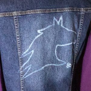 ICE BLUE Denim Vest (XL) with Horse on back.